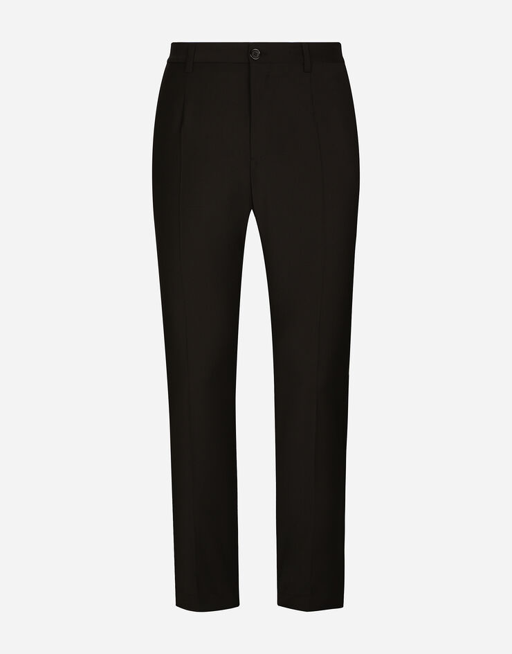 Dolce&Gabbana Stretch cotton pants with DG embroidery Black GW13EZFURIR