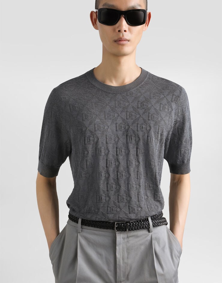 Dolce & Gabbana Silk crewneck pullover Grey GXX03TJBSM4