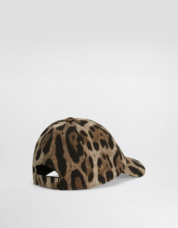 Dolce & Gabbana Gorra de béisbol de dril elástico con estampado de leopardo Print LB4H52FSFAG