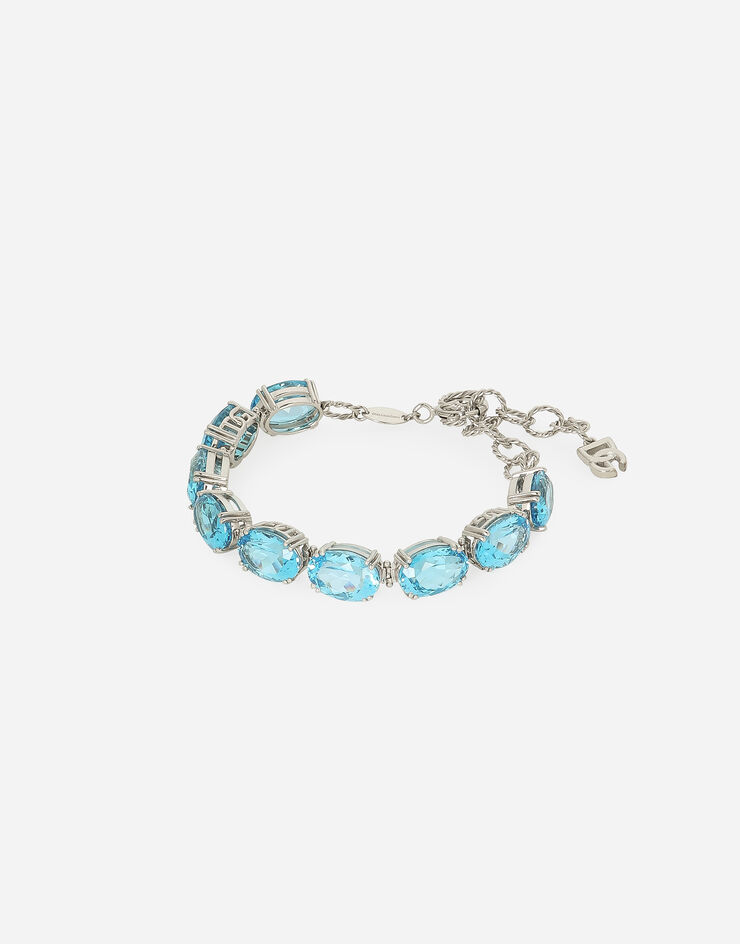 Dolce & Gabbana Bracelet Anna en or blanc 18 ct avec topazes bleu ciel Blanc WBQA4GWTOLB