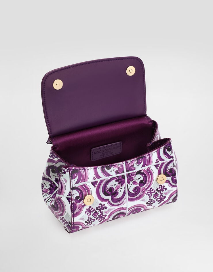 Dolce & Gabbana Majolica-print Sicily handbag in polished calfskin Multicolor EB0003AQ975