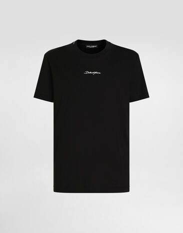 Dolce & Gabbana Cotton T-shirt with logo Black G8RN8ZG7P0C