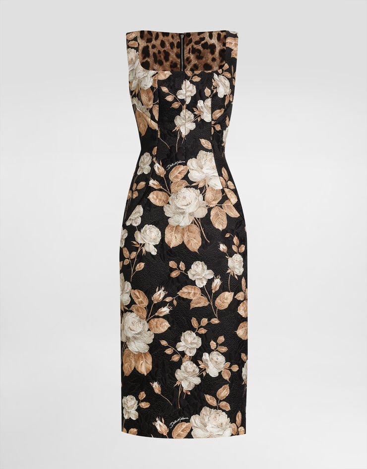 Dolce & Gabbana Vestido de brocado con estampado de rosas Imprima F6TVTTFSTBR