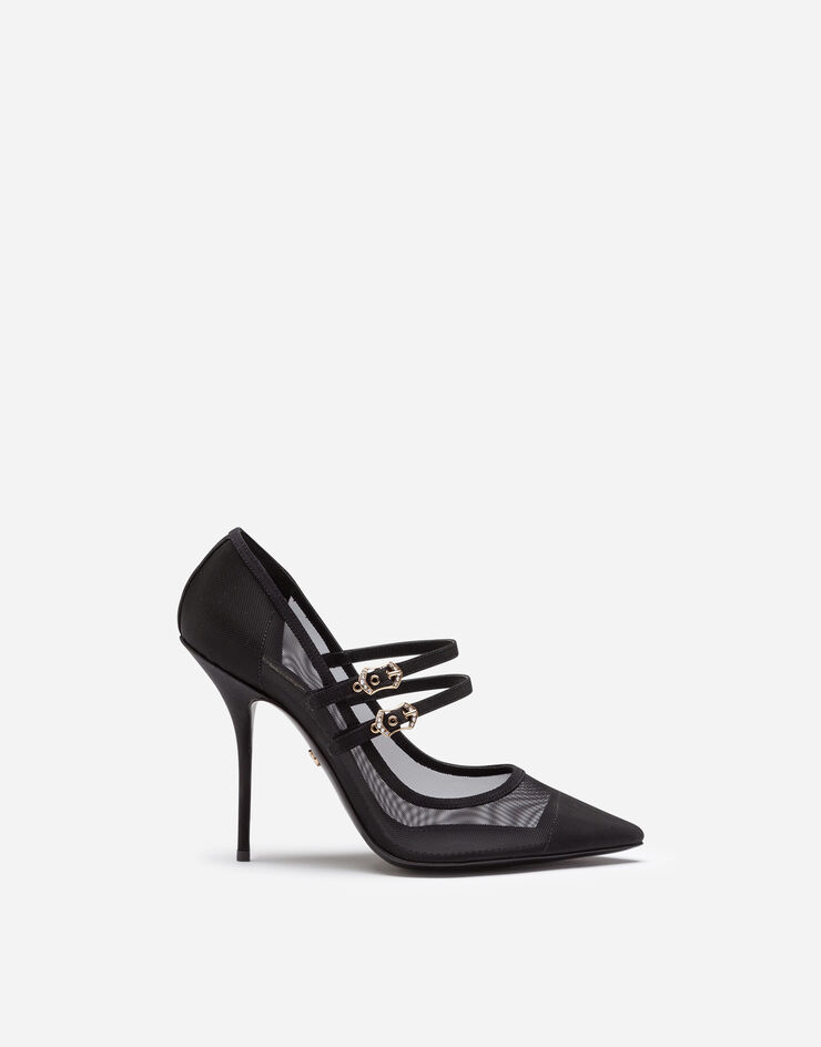 Dolce & Gabbana Pumps in mesh and grosgrain with two straps BLACK CD1516AX975