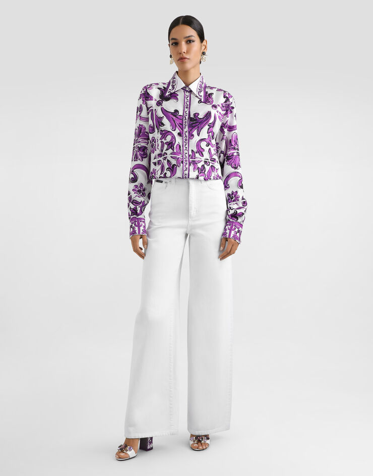 Dolce & Gabbana Majolica-print silk twill shirt Multicolor F5T51THI1ZQ