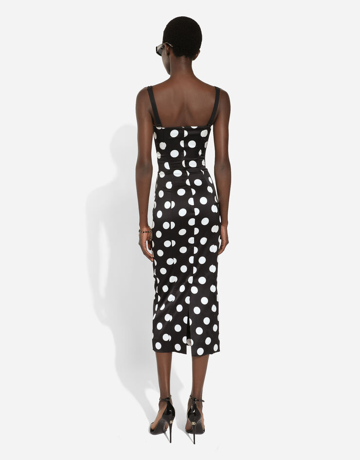 Dolce & Gabbana Satin midi dress with polka-dot print and corset details Print F6DIHTFSIBL