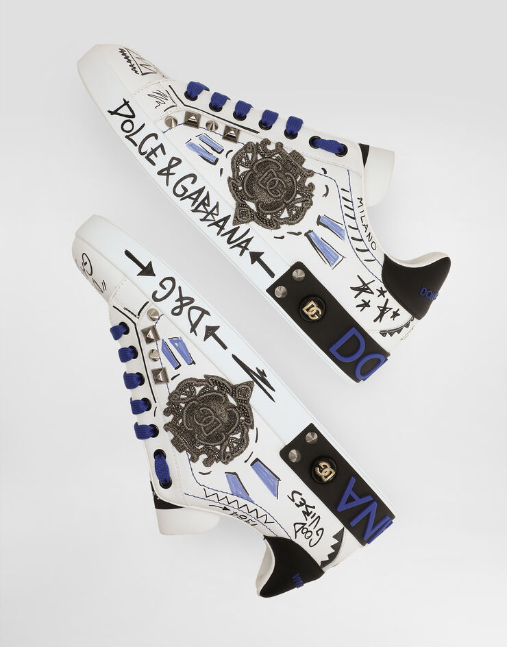 Dolce & Gabbana Calfskin Portofino sneakers with patch Multicolor CS1772AH494