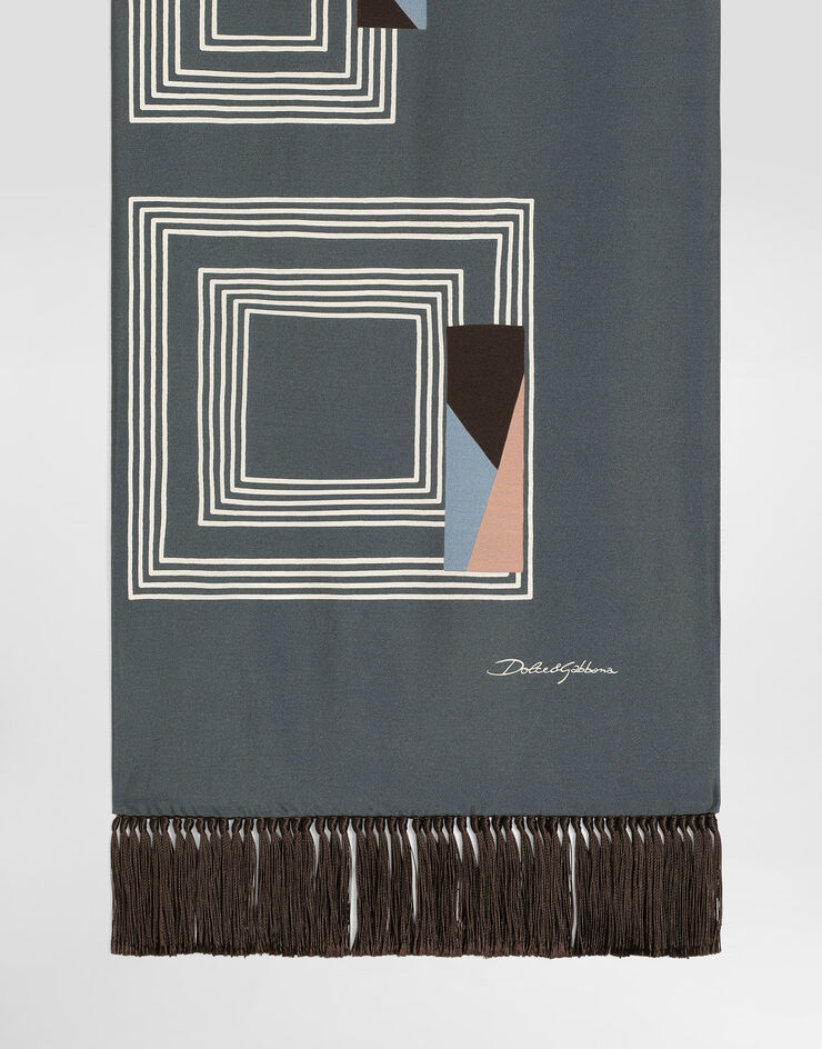 Dolce & Gabbana Vintage-print twill scarf Grey GQ386EG0WWW