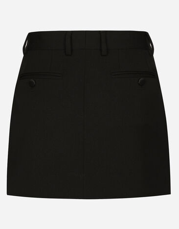 Dolce & Gabbana Short wool gabardine tuxedo skirt Black F4CYITFU21E