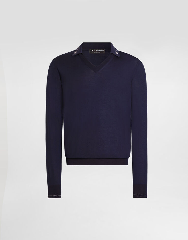 Dolce & Gabbana 실크 폴로 셔츠 Blue GXZBATJBSOI