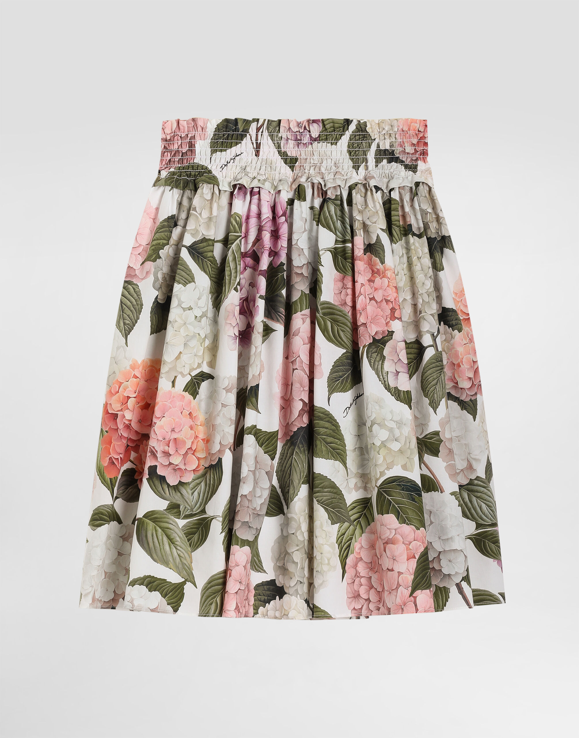 Hydrangea-print poplin skirt in Multicolor for Girls | Dolce&Gabbana®