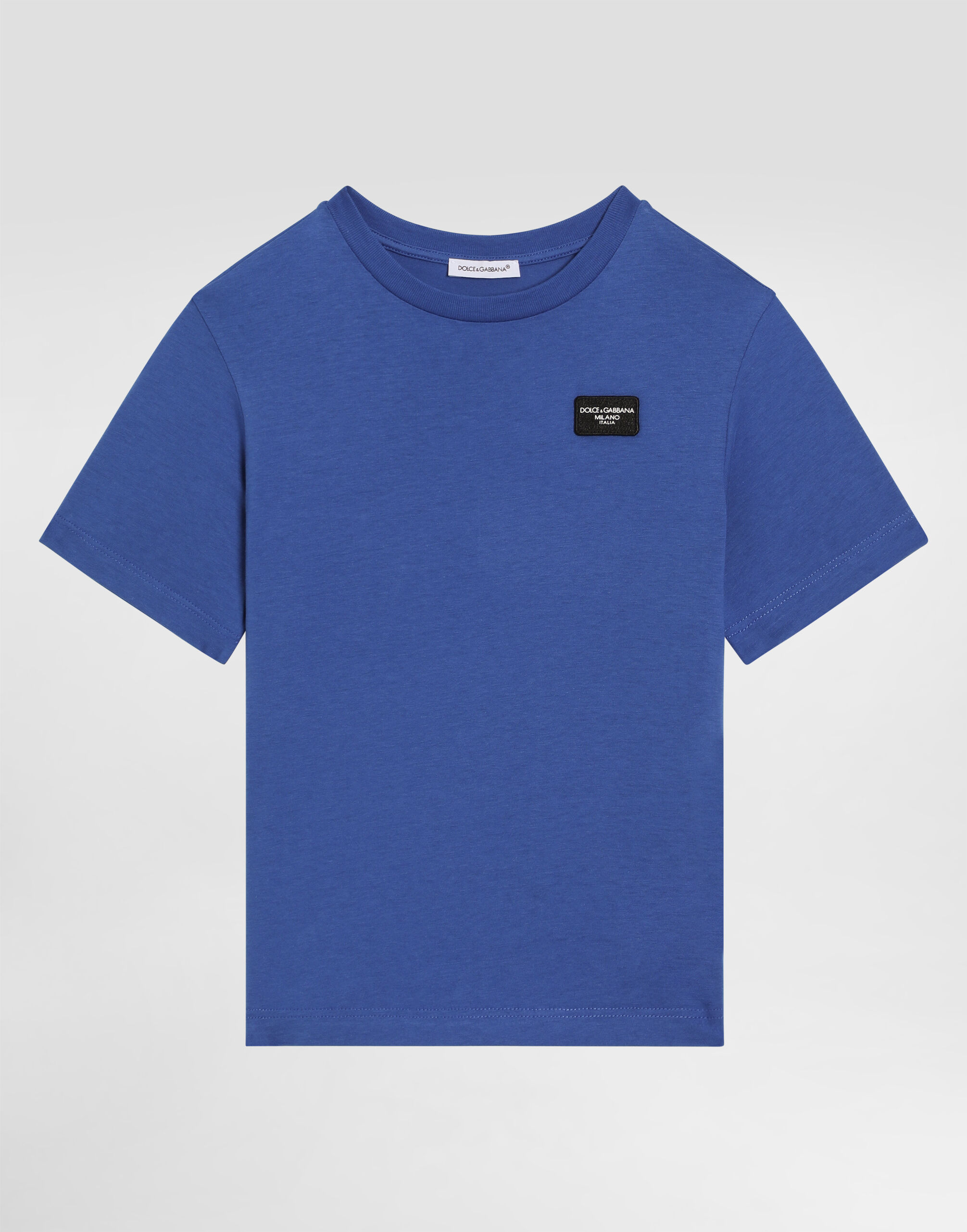Jersey T-shirt with logo tag in Azul for Boys | Dolce&Gabbana® US