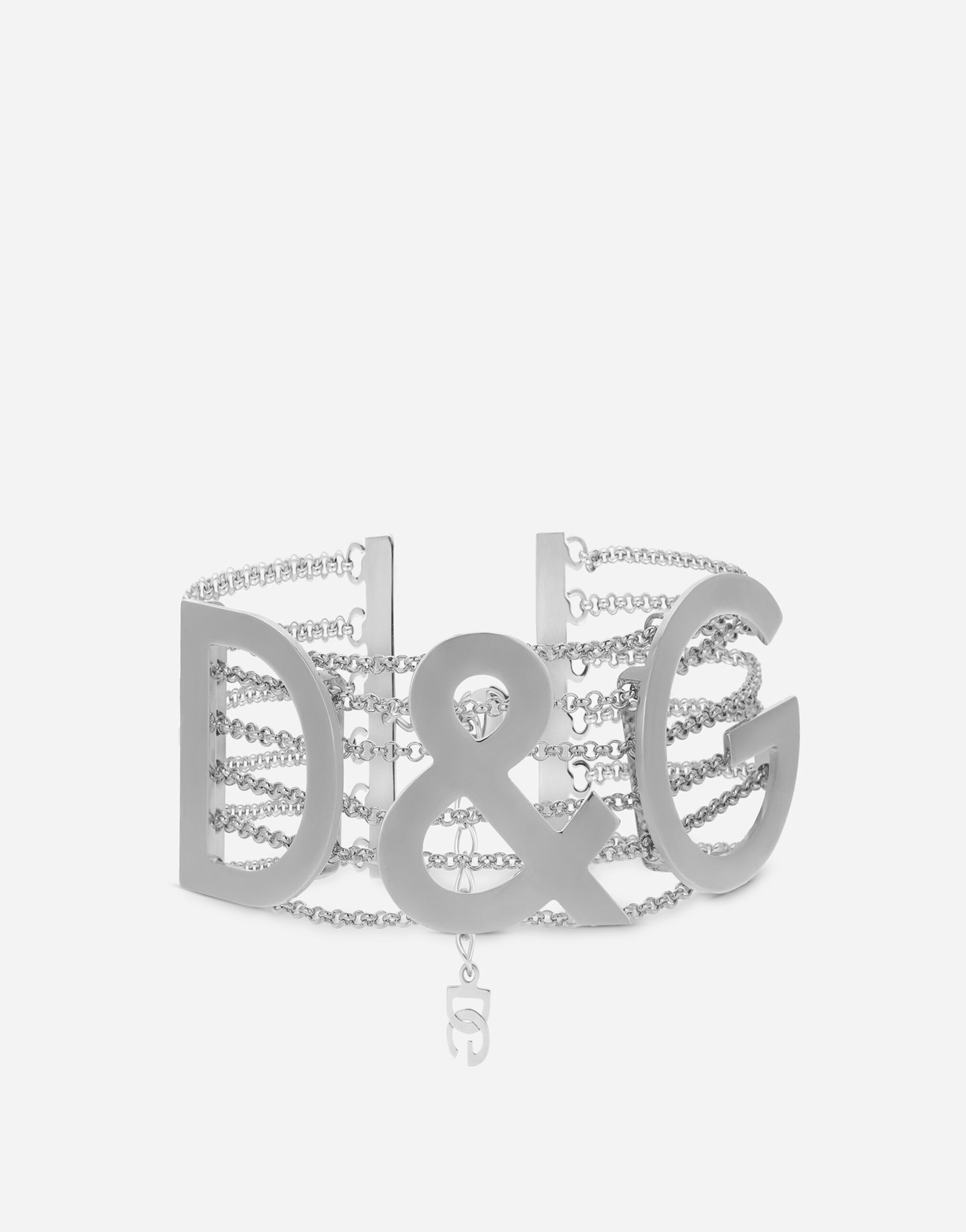 Dolce & Gabbana KIM DOLCE&GABBANA Semi-rigid “D&G” multi-chain choker White CK1563B5845