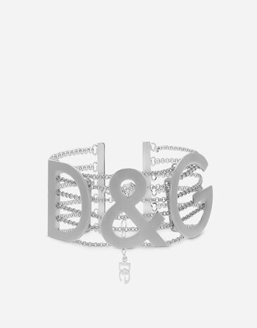 Dolce & Gabbana KIM DOLCE&GABBANA Semi-rigid “D&G” multi-chain choker White CK1563B5845
