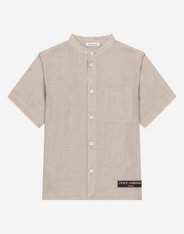 Dolce & Gabbana リネン シャツ ロゴプレート  Beige L44S02G7NWR