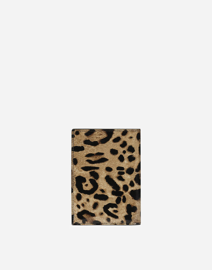 Dolce & Gabbana Polished calfskin passport holder with leopard print Animal Print BI2215AM568