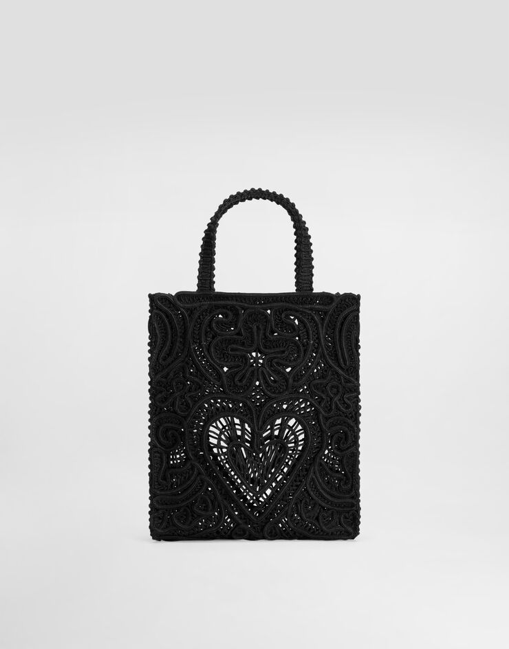 Dolce&Gabbana Shopper pequeño con bordado cordonetto Negro BB6926AW717