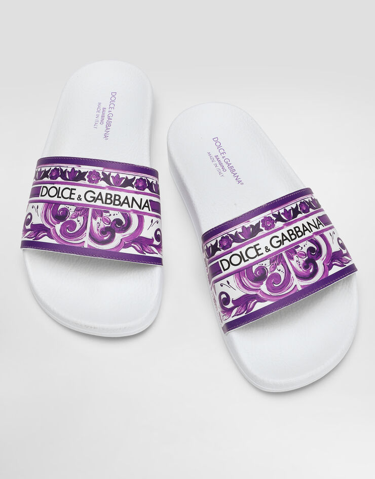 Dolce & Gabbana Majolica-print calfskin slipper Multicolor D10705A1838