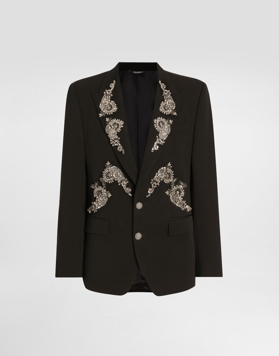 Single-breasted jacket with jewel embellishments