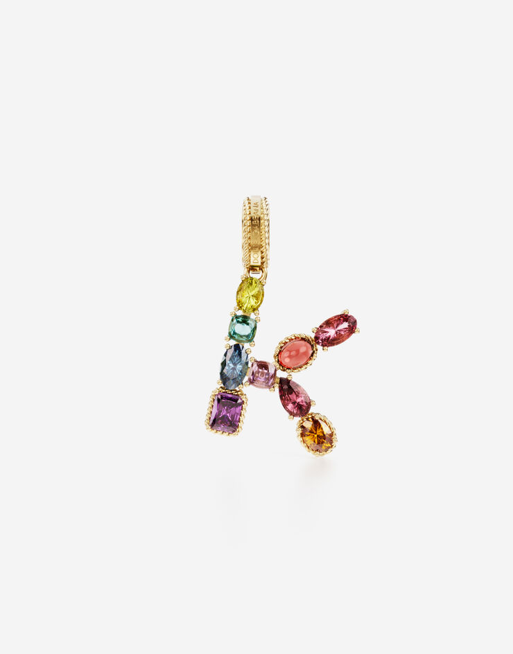 Dolce & Gabbana Подвеска в форме буквы K Rainbow alphabet из желтого золота 18 карат с разноцветными камнями ЗОЛОТОЙ WANR2GWMIXK