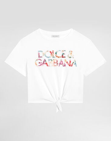 Dolce & Gabbana Kurzärmeliges T-Shirt mit Dolce&Gabbana-Print Weiss L5JTPGG7PFB