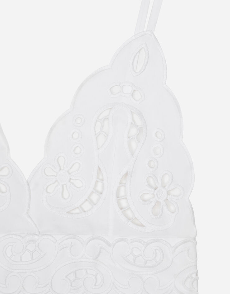 Dolce & Gabbana ストラップ＆カットアウト ディテール コットン ミニドレス ホワイト F6JIHZGDCJR