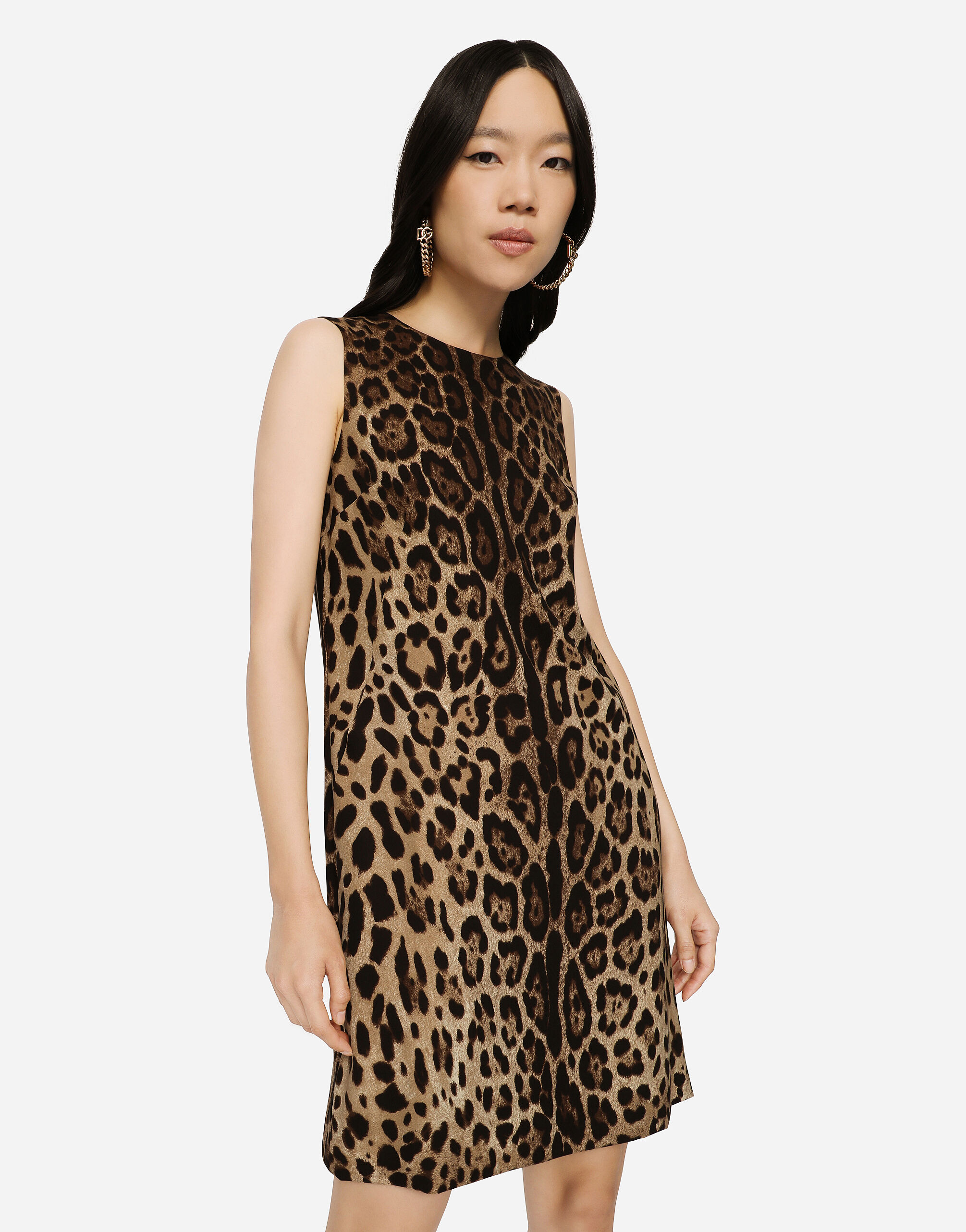 Leopard print a line dress top