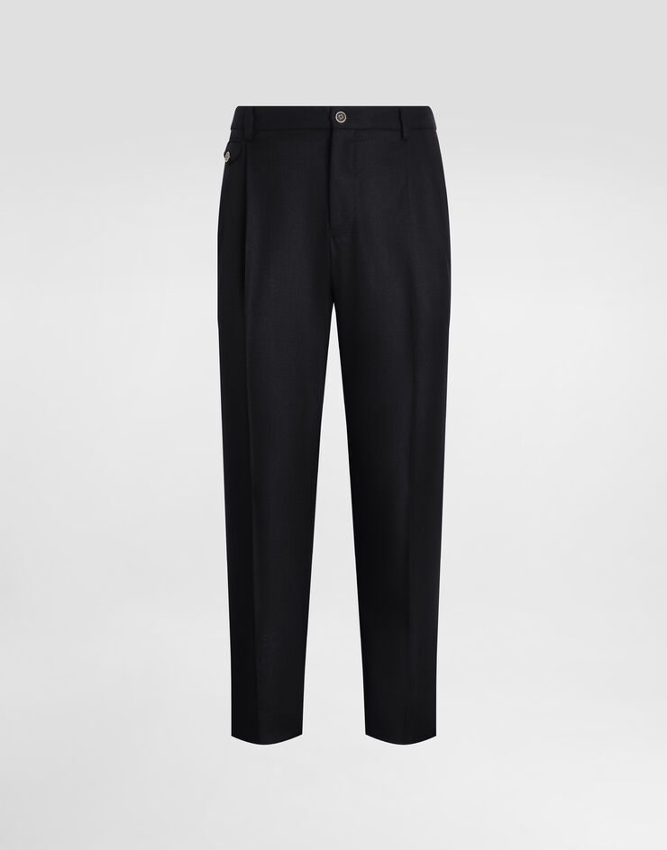 Dolce & Gabbana Hose aus Wolle mit doppelter Bundfalte Schwarz GV4EETFM2GU