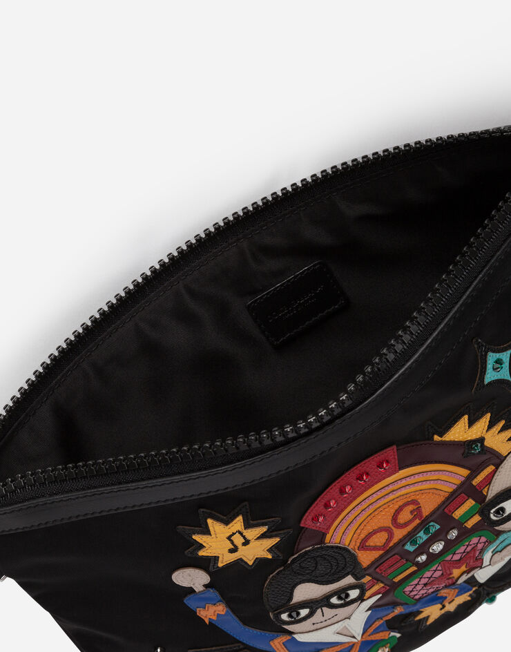 Dolce & Gabbana Sicilia dna clutch in nylon with stylist jukebox patch NEGRO BM1769AX689