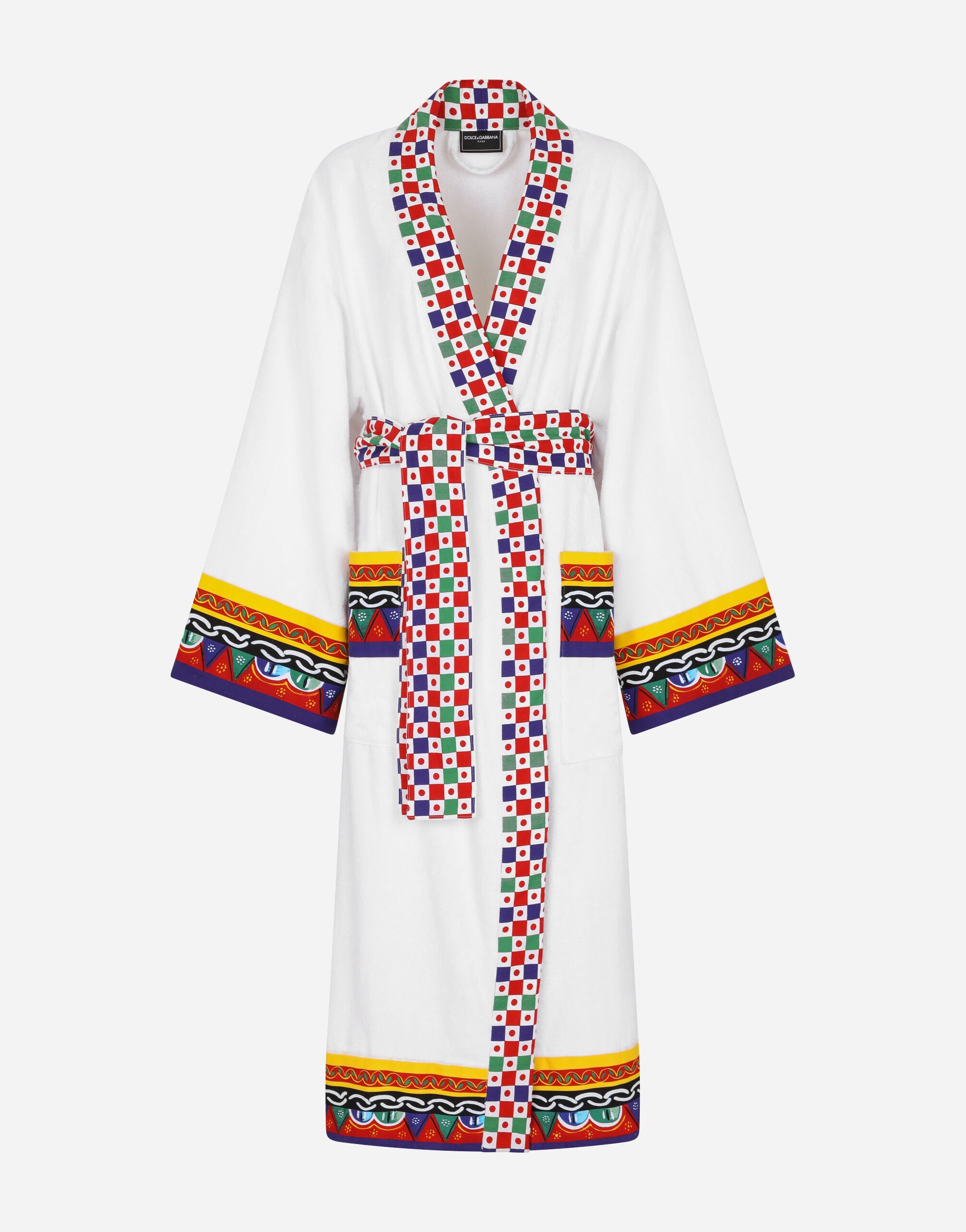 Cotton Terry Bathrobe in Multicolor Dolce Gabbana