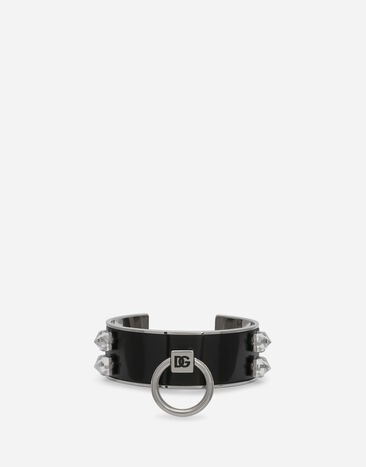 Dolce & Gabbana Leather and brass rigid bracelet Silver WBO6L2W1111