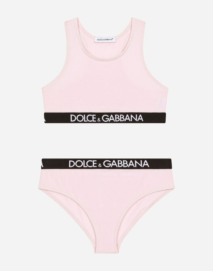 Dolce&Gabbana Jersey underwear set with branded elastic Grey L5J713FUGNE