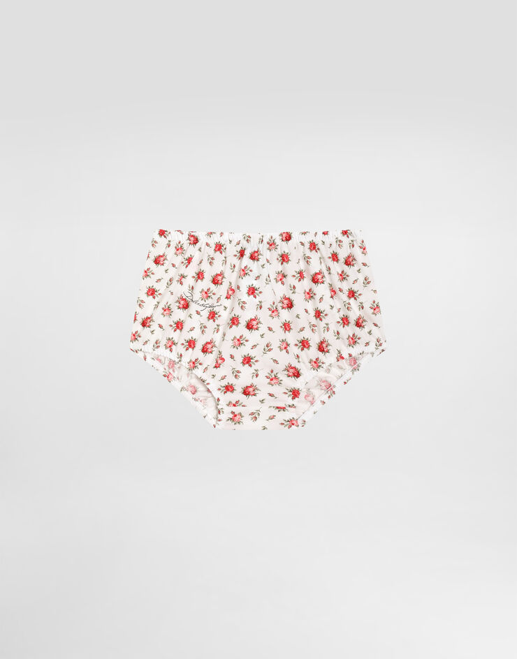 Dolce & Gabbana Small rose-print jersey and poplin dress with DG logo Multicolor L2JDB8G7PVM