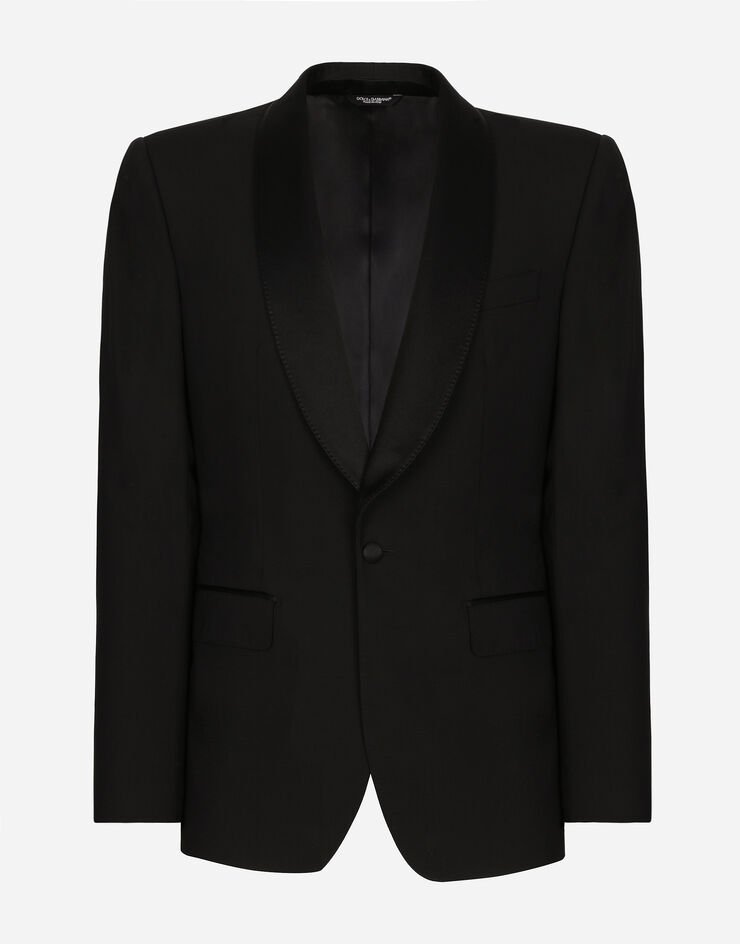 Dolce&Gabbana Giacca sicilia tuxedo monopetto lana stretch Nero G2RS1TFUBF2