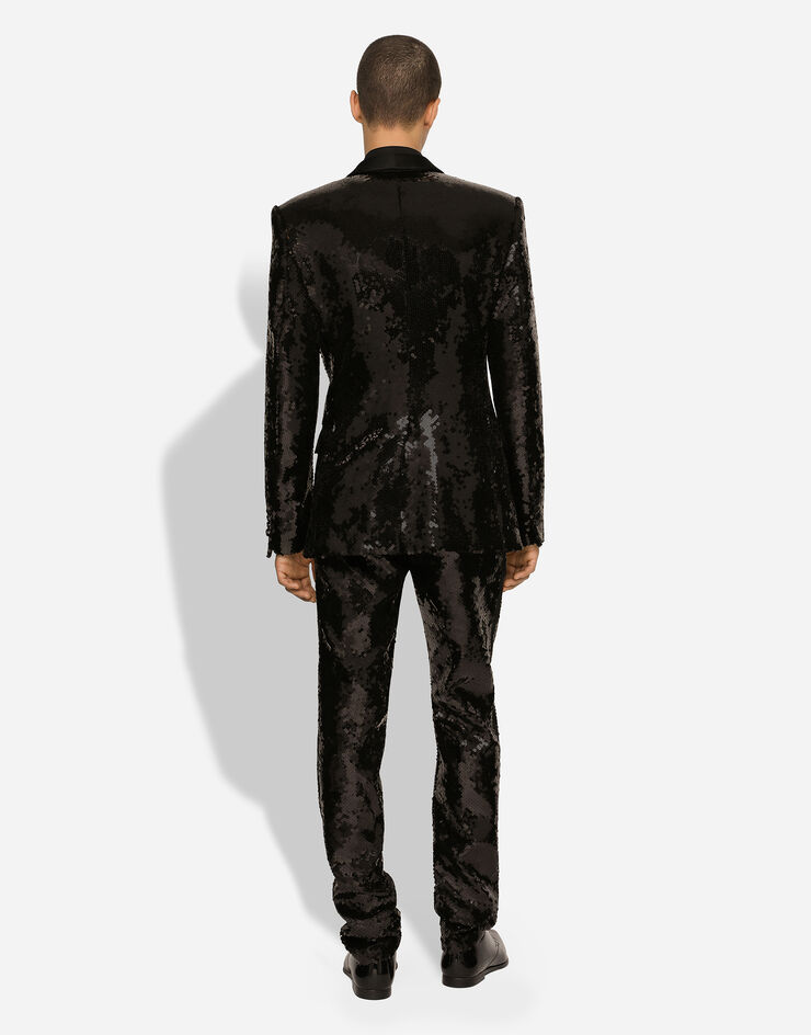 Dolce&Gabbana Sequined single-breasted Sicilia-fit tuxedo suit Black GKOSMTFLSEP