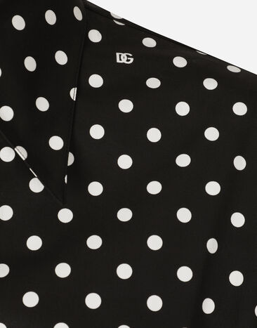 Dolce & Gabbana Cropped-Bluse mit Knoten in der Taille aus Baumwolle Punkteprint Drucken F5P61TFSFNR