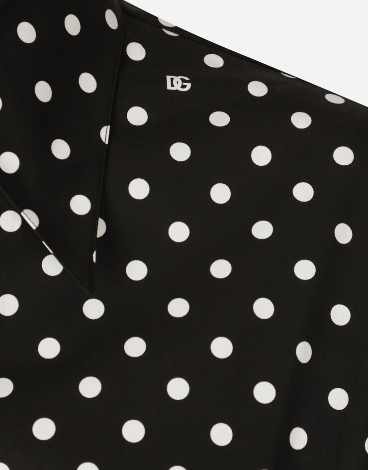 Dolce & Gabbana Cropped cotton poplin shirt with knot detail and polka-dot print Print F5P61TFSFNR
