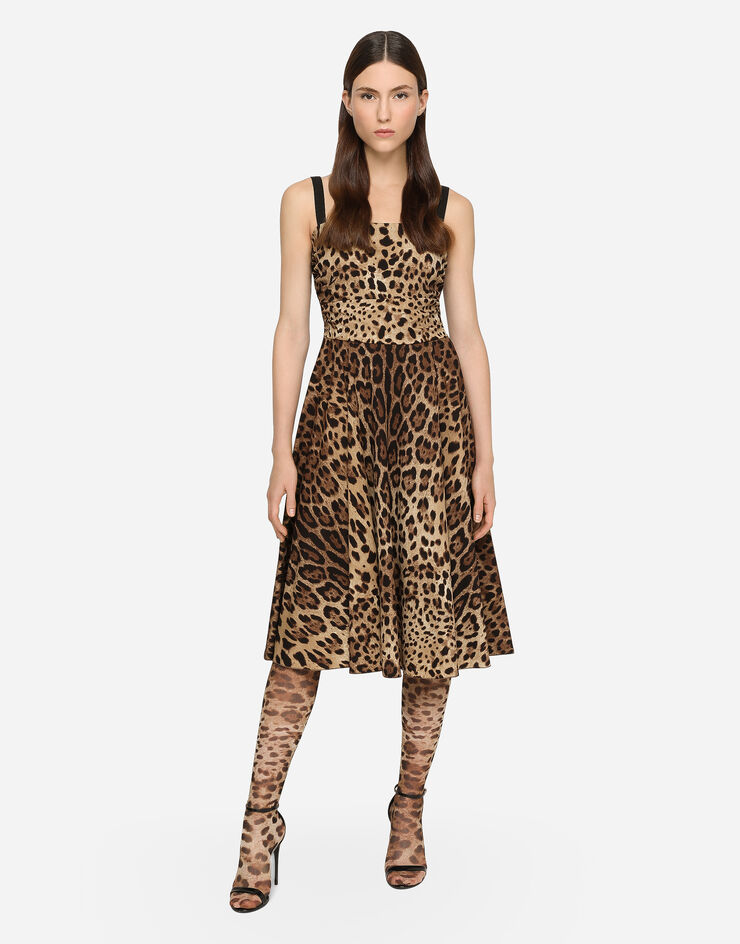 Dolce&Gabbana Robe portefeuille en cady à imprimé léopard Imprimé Animalier F6R2QTFSADD