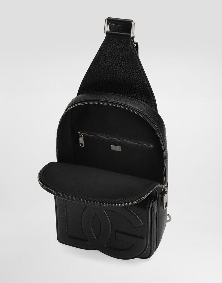 Dolce & Gabbana Mochila cruzada de piel de ciervo Negro BM2436A8034