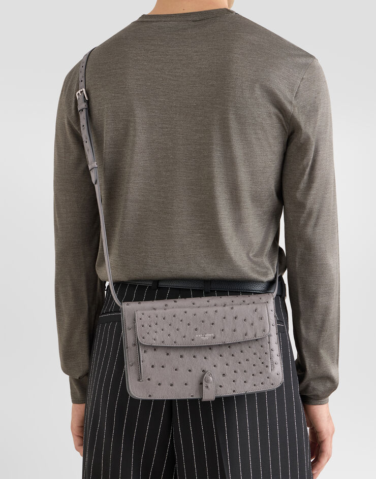 Dolce & Gabbana 鸵鸟皮手拿包 灰 BM2770A8K00