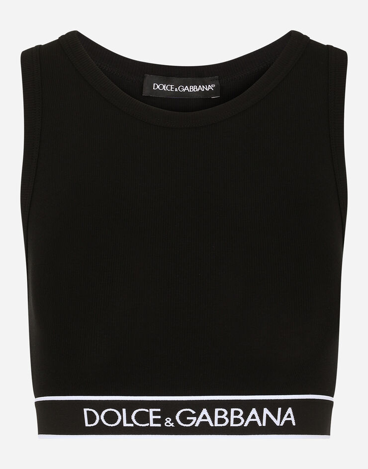 Dolce & Gabbana Fine-rib jersey top with branded elastic NEGRO O7B05TFUGF5