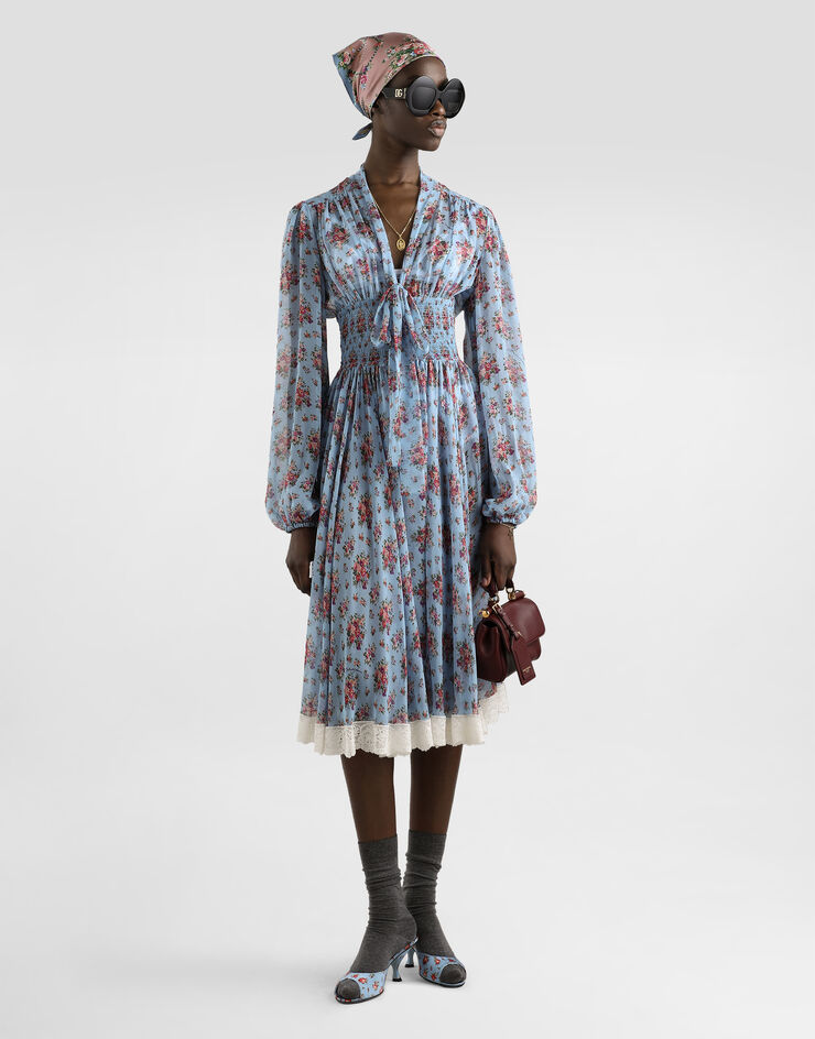 Dolce & Gabbana Small flower bouquets-print chiffon dress Multicolor F611ZTIS10F