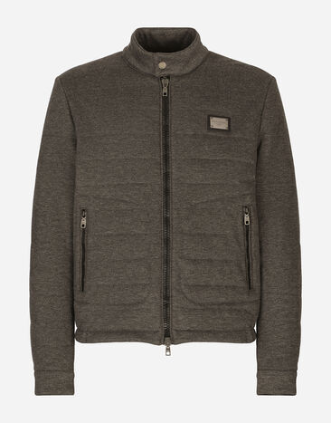 Dolce & Gabbana Stretch jersey jacket with branded tag Grey G9AAWTGG716