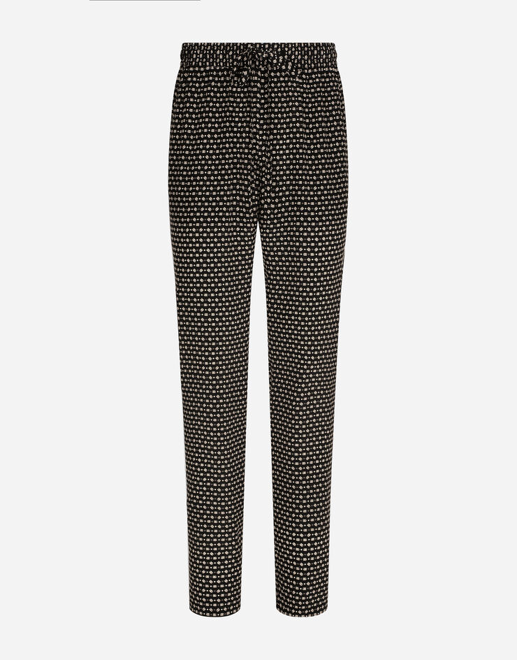 Dolce & Gabbana Pantalon de jogging en crêpe de Chine à imprimé logo DG Noir GVCRATIS1RF