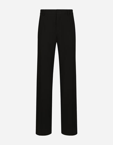 Dolce & Gabbana Pantalón de pernera recta de lana elástica Negro G2TM9TFUBFY