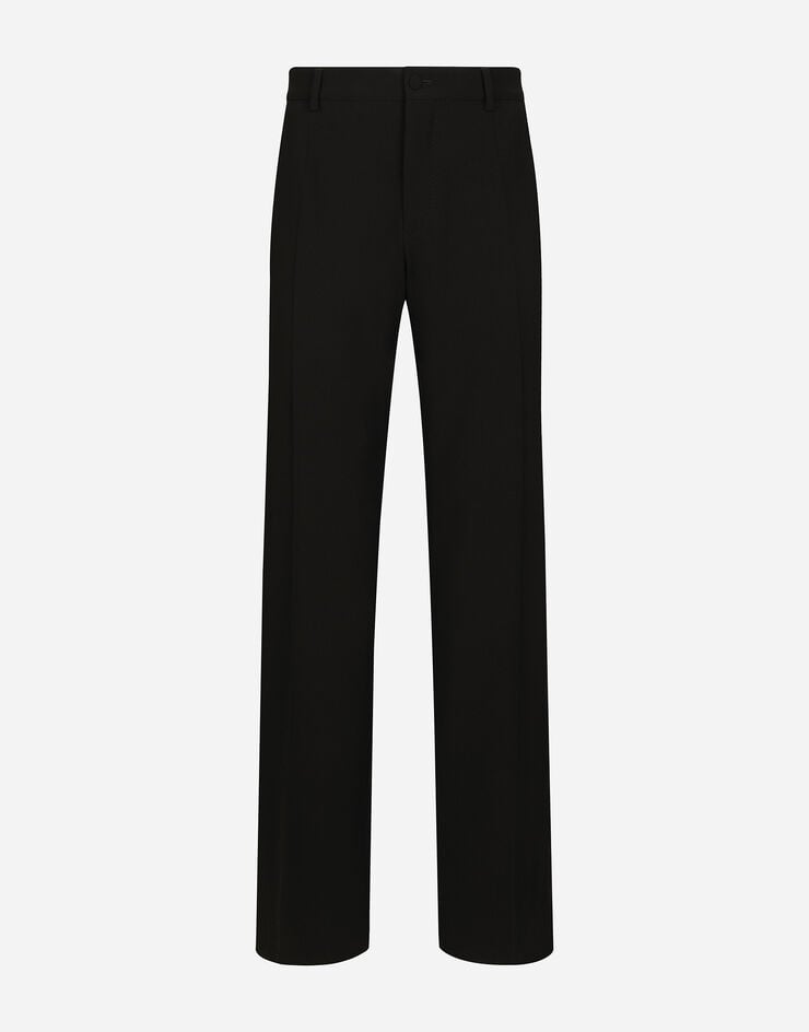 Dolce & Gabbana Pantalon jambe droite en laine stretch Noir GYZMHTFUBFY