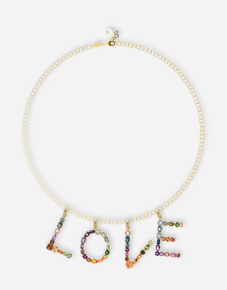 Dolce & Gabbana Rainbow alphabet S 18 kt yellow gold charm with multicolor fine gems Gold WANR1GWMIXS