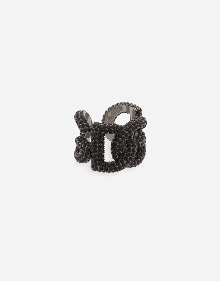 Dolce & Gabbana Anillo con logotipo de strass Negro WRQ1X3W1111