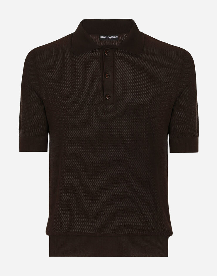 Dolce&Gabbana Cotton polo shirt with logo label Marron GXP68TJBCAB