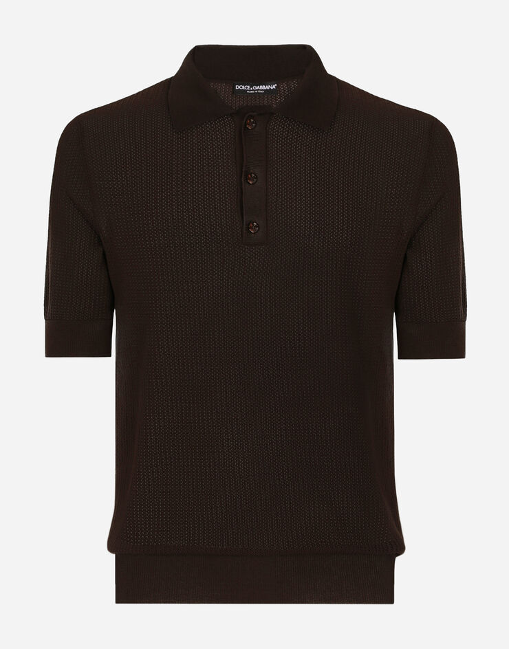 Dolce&Gabbana Poloshirt Baumwolle mit Logo-Etikett Braun GXP68TJBCAB